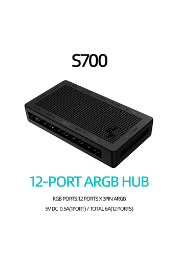 TEUCER SC700 DeepCool Fan HUB PWM 5V 3pin ARGB Magnetic Attraction Fan HUB Splitter SATA Power Control Conn