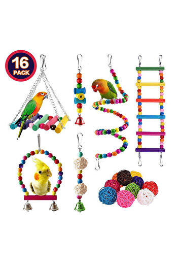 Choice 16 16 Packs Toy Set for Parrots Variety of Toys for Bird Cage Accessories Safe and Durable Bird Toys