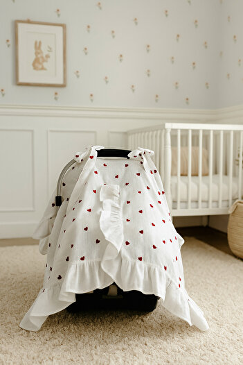minoshes 100% Cotton Muslin Red Heart Stroller Cover