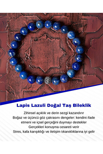 Saff Doğal Taş Sertifikalı Lapis Lazuli Gümüş Aparat Bileklik