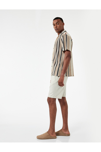 Koton Cotton Linen Blend Lace-Up Waist Bermuda Shorts