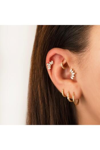 Dianora Piercing 14 Ayar Altın 5 Markiz Taşlı Minimal Tragus Piercing