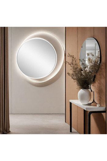 Al Saada Home Floor Mirror Anti-Break Aluminum Frame White 80×80 cm