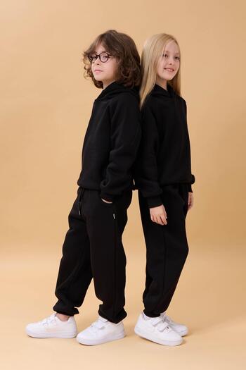 Perendi Unisex Παιδικό Σετ με Μαύρη Κουκούλα Raglan και Fleece Εσωτερικά
