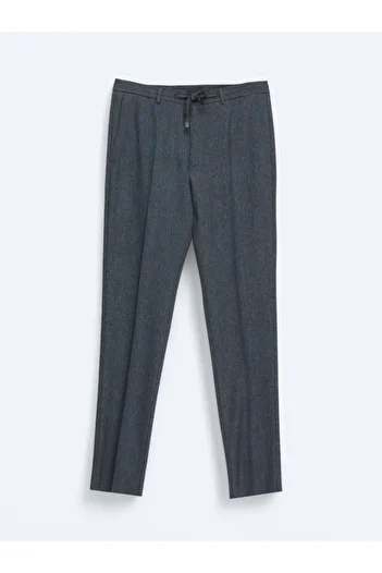 Kip Navy Blue Plain Comfort Fit Wool Blend Suit