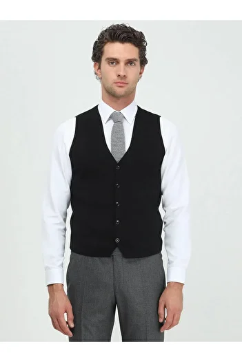 Kip Чорний Regular Fit Casual трикотажний жилет