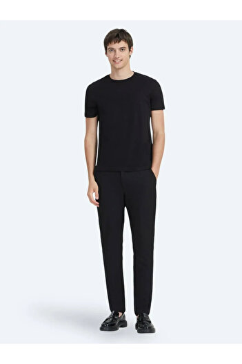 Kip Black Plain Crew Neck 100% Cotton T-Shirt