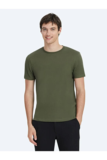 Kip Khaki Plain Crew Neck 100% Cotton T-Shirt