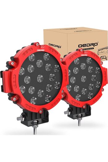 Choice Red shell 2PCS 2PCS 7 Inch 51W Round LED Offroad Lights, 5100LM Spot Driving Light Pod Bumper Roof F