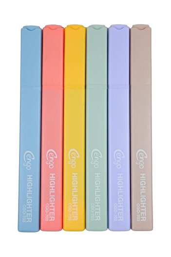 Cengo Square Type Highlighter Highlighter Pen Retro Colors Set of 6 Cgo703