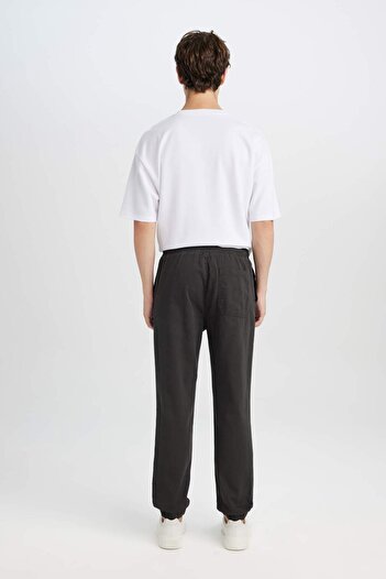 DeFacto %100 Pamuk Jogger Gabardin Pantolon Beli Regular Fit Bağcıklı Lastikli Paça D5927AX24AU