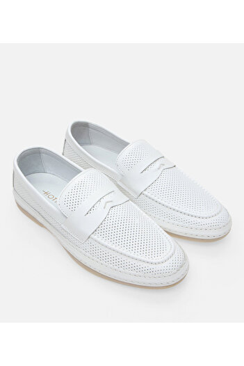 Hotiç Men's Leather White Loafer