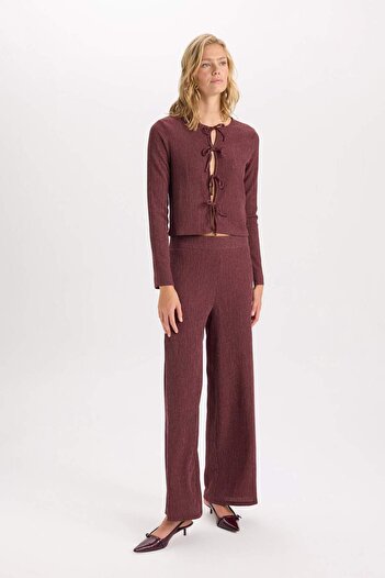 DeFacto Wide Leg Wide Wide Leg Elastic Waist Basic Plain Wrinkle Pants D6300Ax24Au