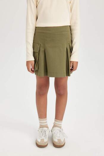 DeFacto Kız Çocuk Pile Detaylı Cepli Gabardin Etek D3212A824WN