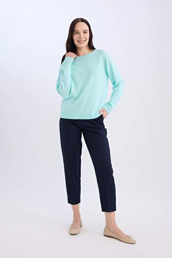 DeFacto Regular Fit Crew Neck Glitter Knitwear Sweater Tunic D1580Ax24Wn