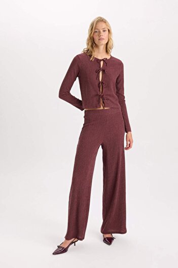 DeFacto Wide Leg Wide Wide Leg Elastic Waist Basic Plain Wrinkle Pants D6300Ax24Au