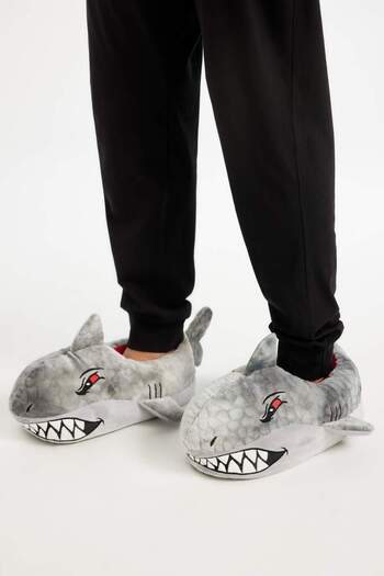 DeFacto Men's Shark Themed Plush Slippers C8237Ax24Au