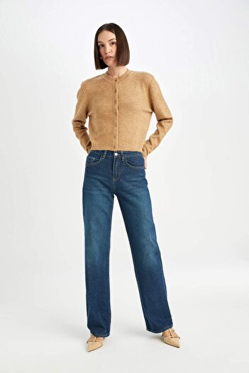 DeFacto Crew Neck Regular Fit Knitwear Cardigan - Flat Button C9052Ax24Wn