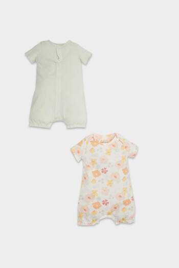 DeFacto Baby Girl Newborn Tropical Patterned Combed Cotton 2-Piece Jumpsuit D8298A5Ns