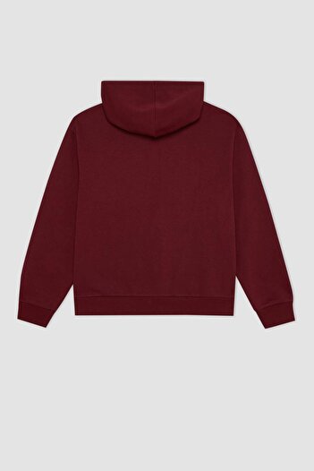 DeFacto Relax Fit Kapüşonlu Cepli Basic Düz Fermuarlı Sweatshirt C1809AX24WN