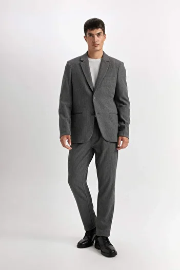 DeFacto Anthracite Regular Fit Tailored Trousers - Straight Leg Pocket D3704Ax24Au