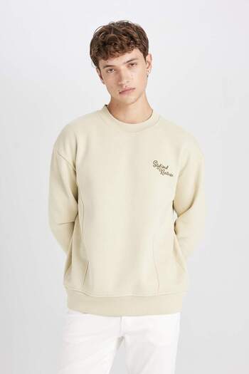 DeFacto Φούτερ με στάμπα Boxy Fit Crew Neck Back C7051ax24au