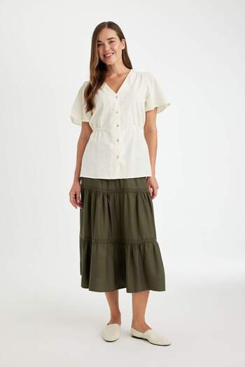 DeFacto Regular Fit V-Neck Short Sleeve Shirt D5310Ax24Hs