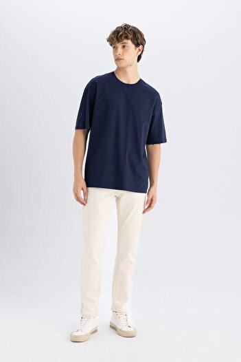 DeFacto 100% Cotton Boxy Fit Crew Neck Short Sleeve Basic Plain T-Shirt E0226Ax24Au