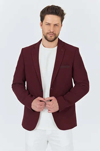 Frappoli Vorteks Men's Burgundy Lycra Flexible Fabric Slim Fit Sports Blazer Jacket