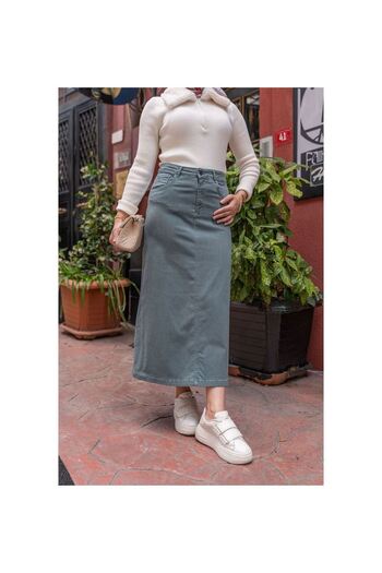 VELLICHOR Medium Size Lycra Gabardine Skirt Antique Blue Miray