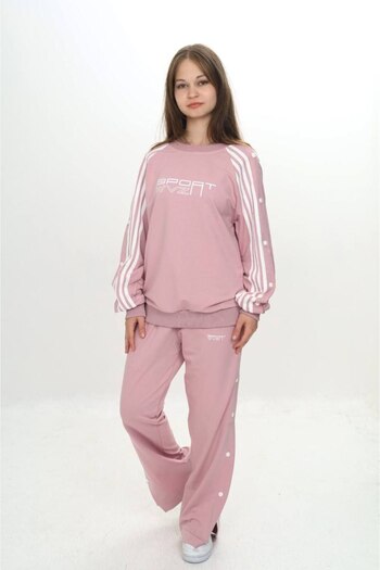 Jannock Unisex Children's 2 Thread Snap Fastener 100% Cotton Double Tracksuit Set Comfortable Fit-299