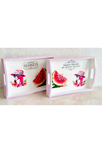 Kumsal Hobi Sanat Watermelon Themed Design Double Tray
