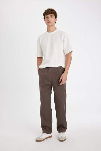 DeFacto Παντελόνι Gabardine Wide Straight Fit Φαρδύ ίσιο πόδι με τσέπες 3159726