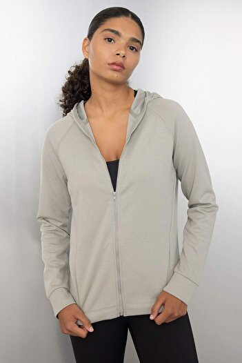 DeFacto Skuba Diver Fabric Fit Zippered Cardigan - 3155097