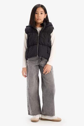 DeFacto Water Repellent Hooded Inflatable Vest for Girls C4971A824Au