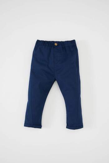 DeFacto Baby Boy 2-Piece Set Muslin Long Sleeve Shirt Elastic Waist Pants D3356A524Wn
