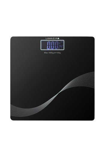 Lawazim Glass Body Scale - Polychromatic, 180kg Digital Scale with LCD, Step-On & Auto Calibration