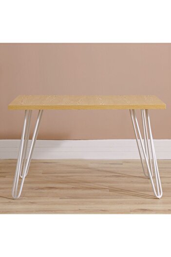 Danube Home Rizza 4-Seater Dining Table - Light Oak/White Melamine Finish, 120x80x75cm, Stylish & Durable Design