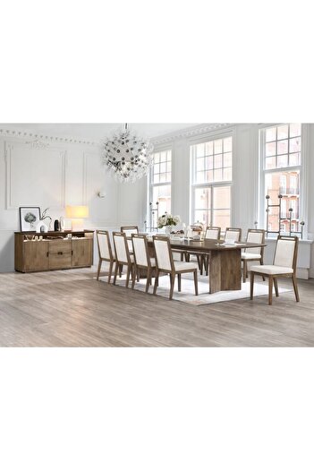 Danube Home Addison 1+10 Seater Solid Wood Dining Set - Oak/Beige