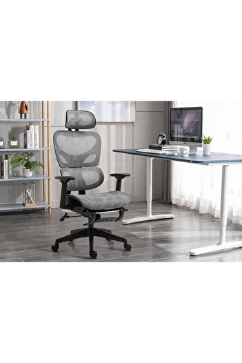 Danube Home Britanica High Back Office Chair - Grey L65xW63xH122cm