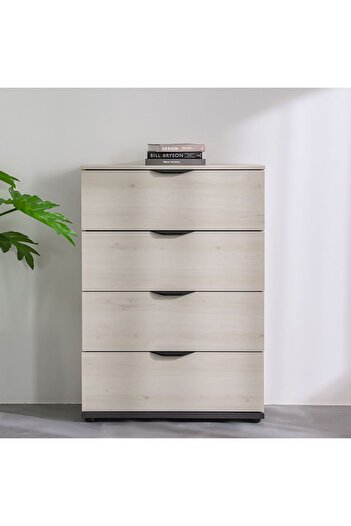 Danube Home Pletora 4-Drawer Chest of Drawers - Grey Oak, Engineered Wood, Stylish Bedroom Storage, 79x39x111cm