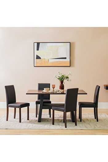 Danube Home Parson Wooden 1+6 Dining Set - Cappuccino L150xW90xH75.5cm