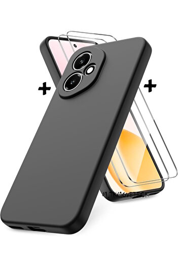 m.tk moveteck Honor 400 Case with Camera Protection Soft Colorful Matte Velvet Silicone + 9H Screen Protector Glass 2in1 Set