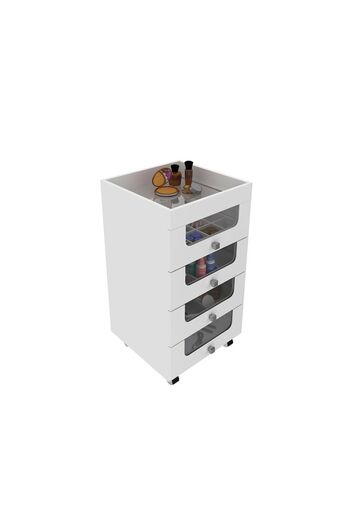 Danube Home Eldon Make-Up Storage Cabinet - White, 4 Drawers, Engineered Board, 45x45x84cm, 2-Year Warranty