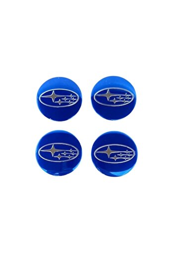 MAF Set de 4 stickere emblemă pentru Subaru, aluminiu, autoadezive, 56 mm, pentru capace de roți, albastre