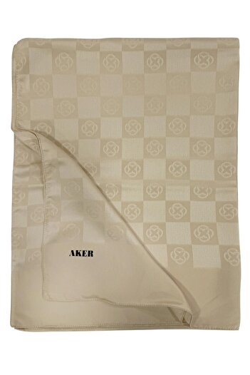 Aker Monogram Shawl - New Checkerboard Pattern - Sand Beige 961