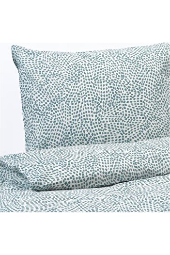 IKEA طقم غطاء لحاف TRÅDKRASSULA مقاس 150×200 سم، أبيض/أزرق، مع أكياس وسائد مقاس 50×80 سم، قطن