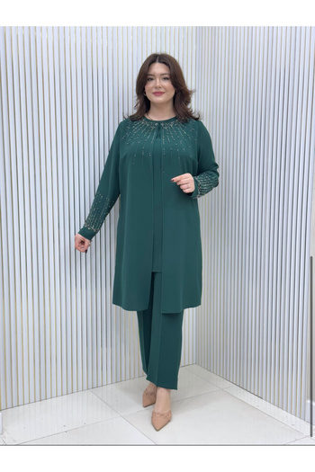 GK Stone Embroidered Large Size Tunic Suit