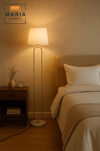 MARIA HOMES Elegant White Floor Lamp with Gold Frame