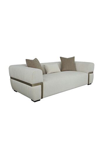 Danube Home Iyesha 3 Seater Fabric Sofa - Cream / Champagne L216xW111xH69cm
